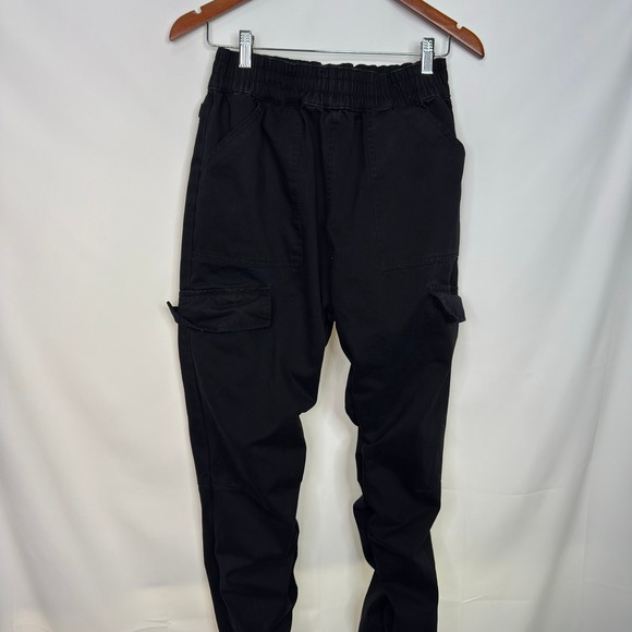 Blackicon Mens Cargo Jogger Pants Black Cotton Elastic Waist Stacked Size M - Picture 6 of 8